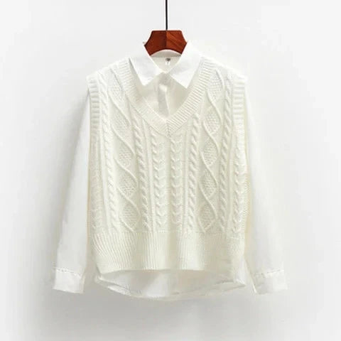 Women's knitted vest cotton sleeveless long knitted vests