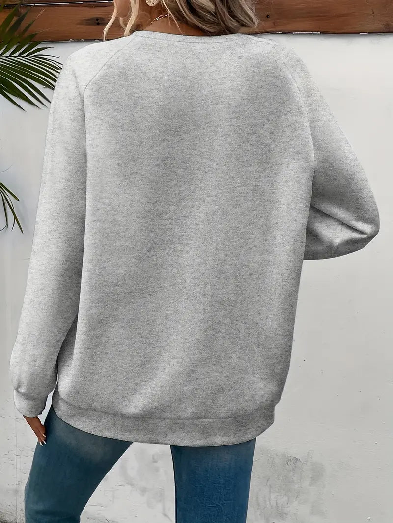 Women's Sweatshirt Cotton Heart Motif