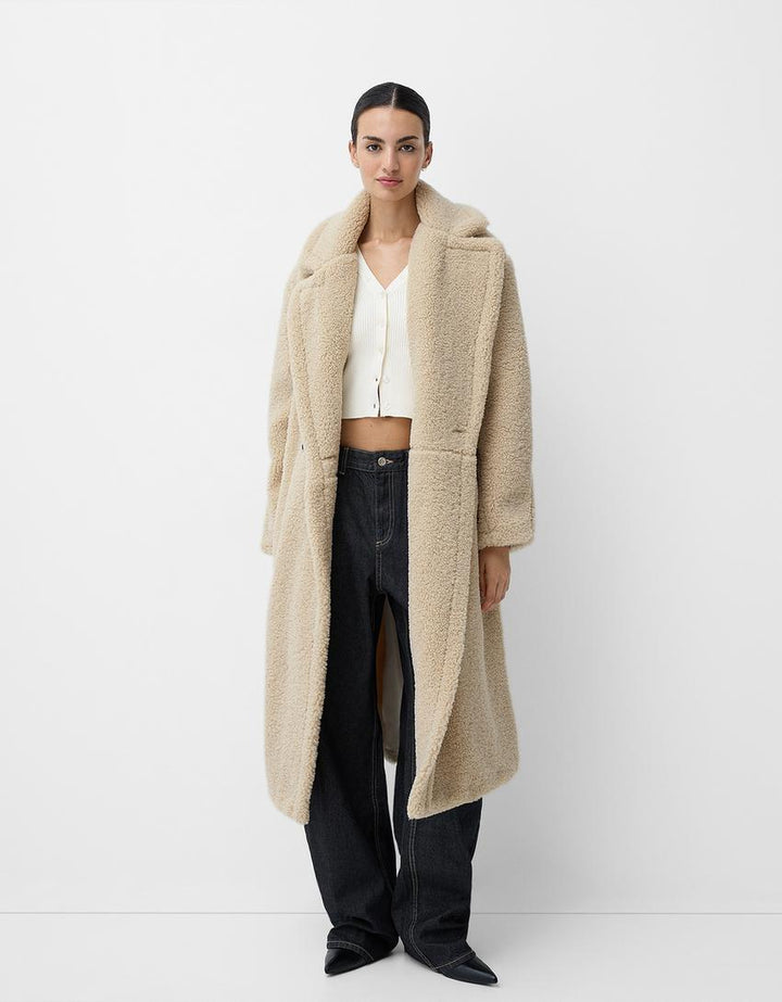 Manteau en Teddy pour femmes Long Chaud Doux Style Classique