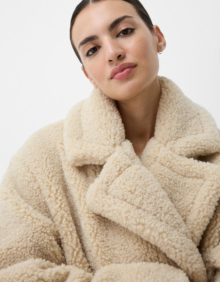 Manteau en Teddy pour femmes Long Chaud Doux Style Classique