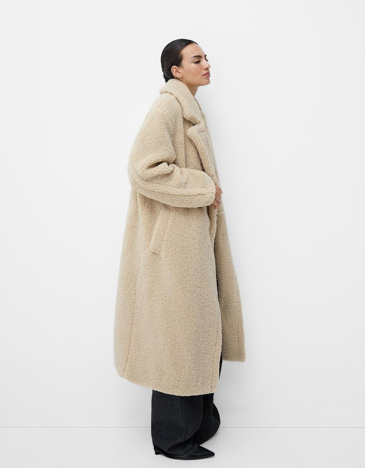 Manteau en Teddy pour femmes Long Chaud Doux Style Classique