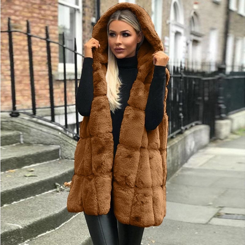 Women's Vest Hooded Vest Warm Material Classic Style