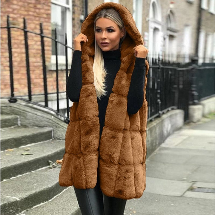 Women's Vest Hooded Vest Warm Material Classic Style