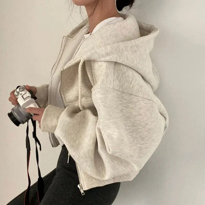 Women's Vest Short With Hood Oversized Fit Cotton Blend