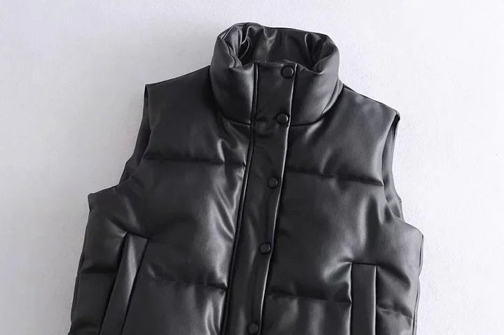 Women's Vest Short Stand-up Collar Elegant Fashion Made from High-Quality Fabric
