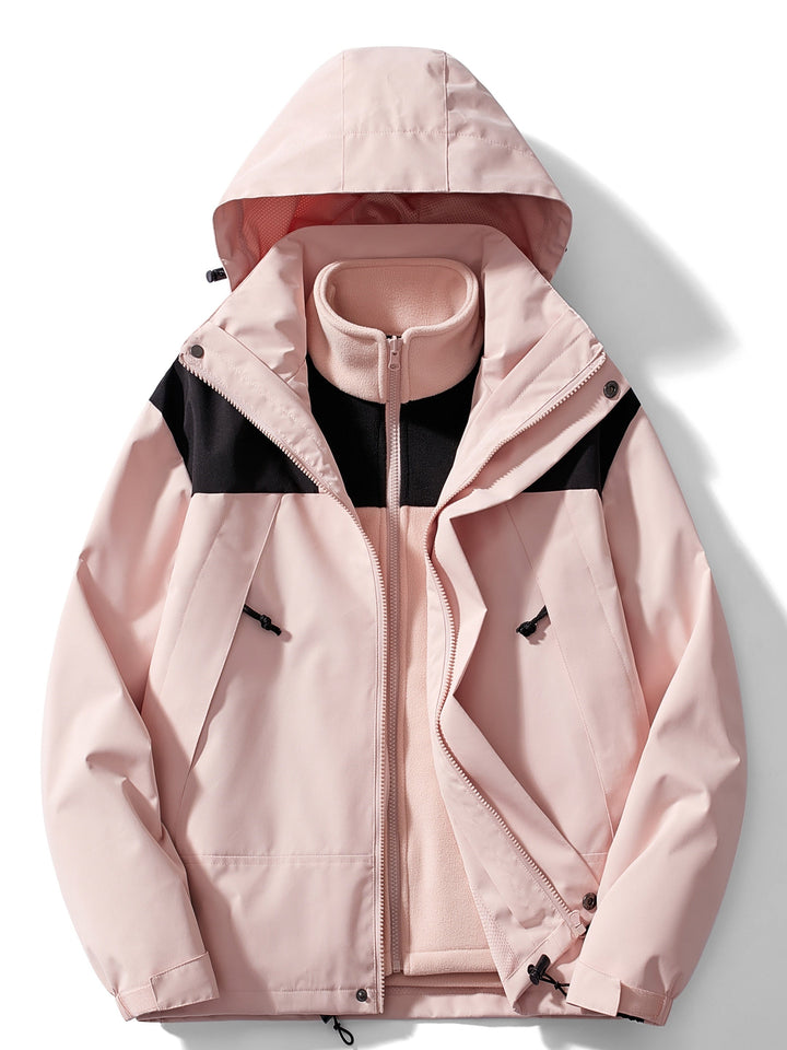 Women's winter jacket fleece 3-in-1 with hood