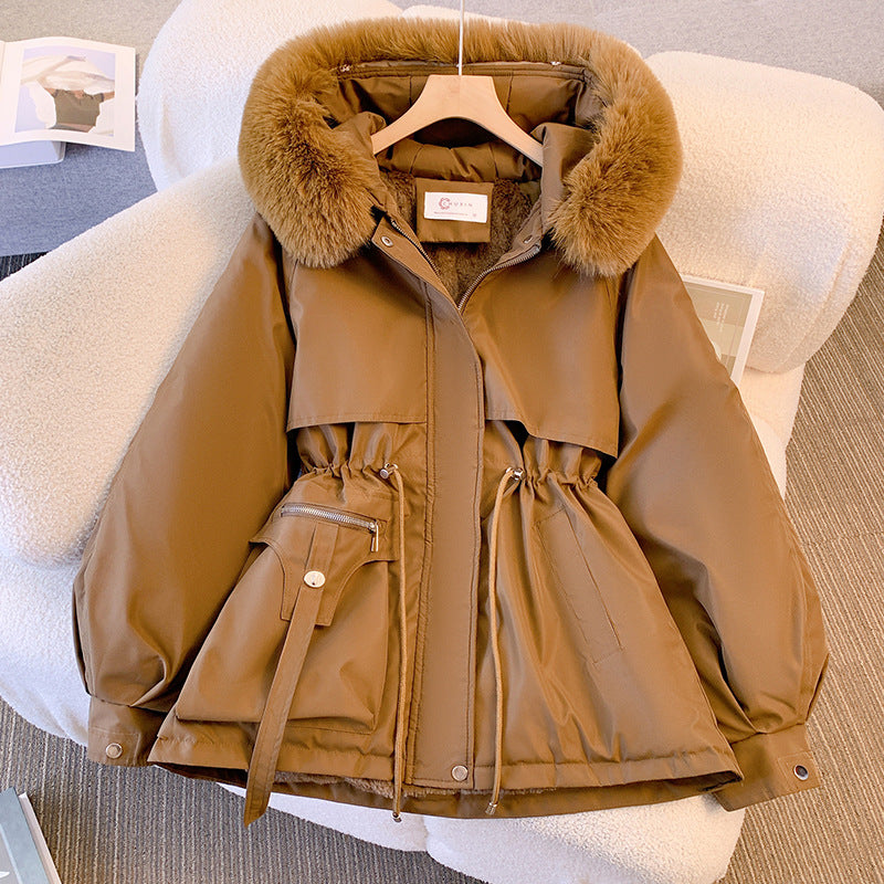 Women's winter jacket with fur collar elegant