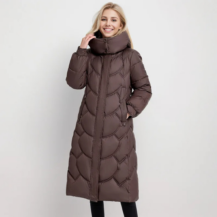 Women's winter coat quilted cut neck wrap