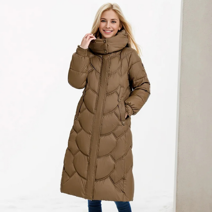 Women's winter coat quilted cut neck wrap