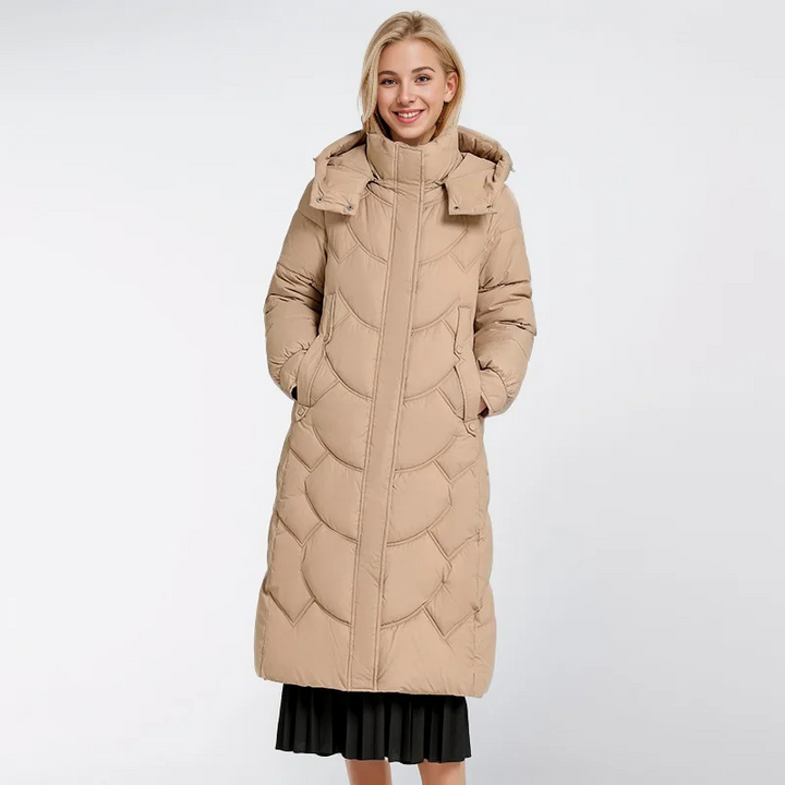 Women's winter coat quilted cut neck wrap
