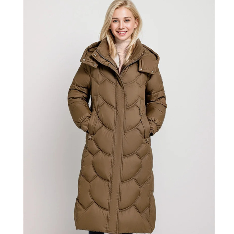 Women's winter coat quilted cut neck wrap