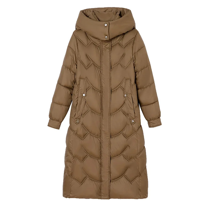 Women's winter coat quilted cut neck wrap