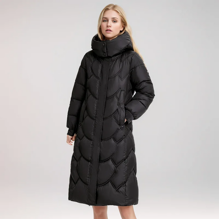Women's winter coat quilted cut neck wrap