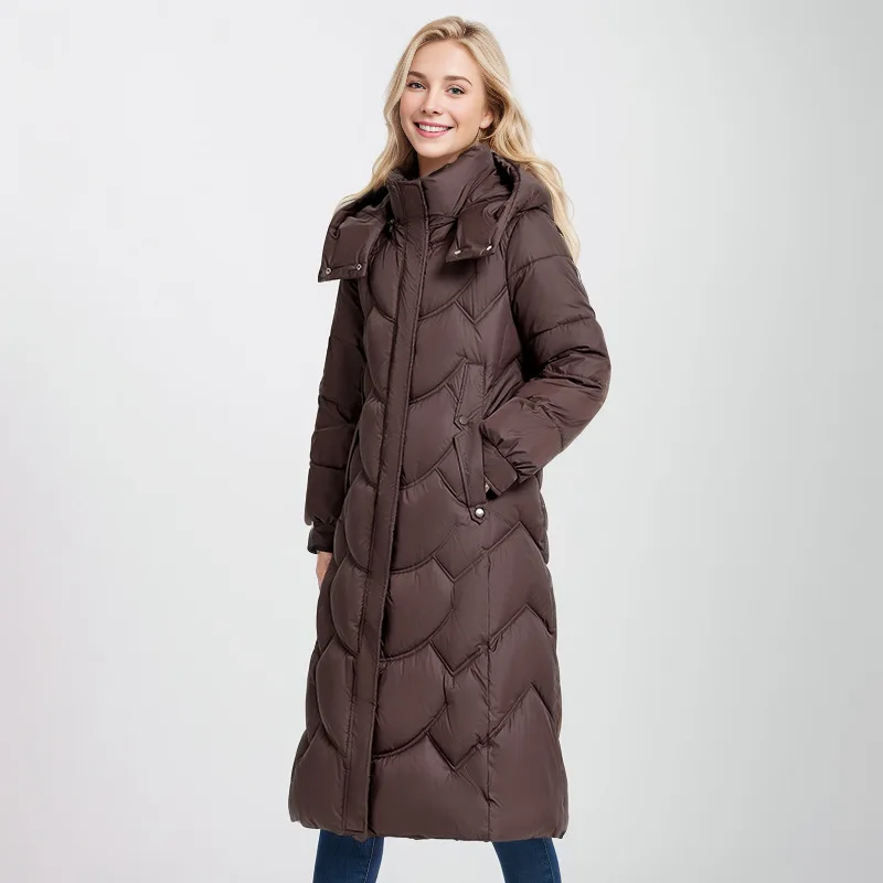 Women's winter coat quilted cut neck wrap