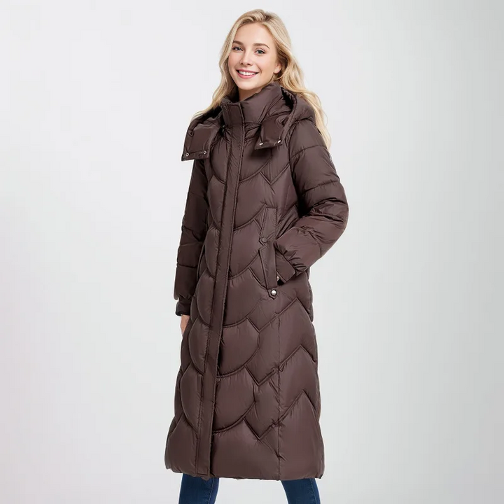 Women's winter coat quilted cut neck wrap