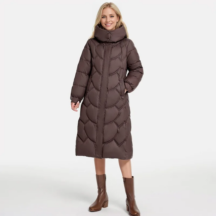 Women's winter coat quilted cut neck wrap