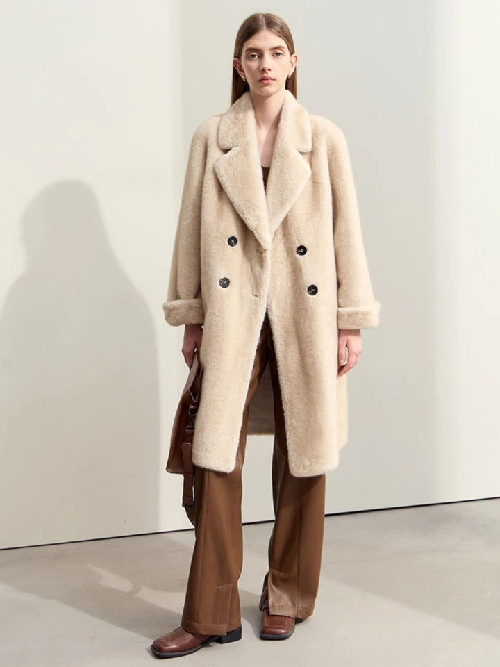 Abrigo de lana para mujer con doble abertura Estilo elegante para moda de invierno