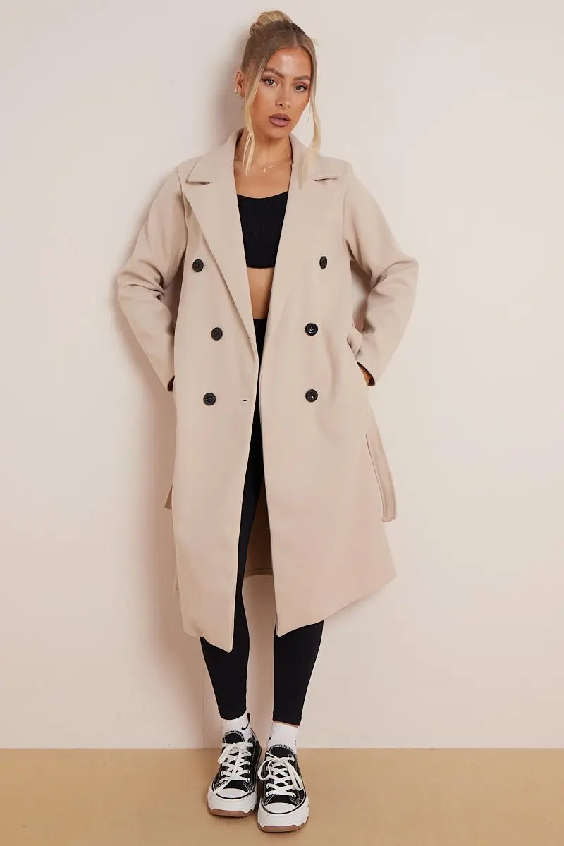Manteau en laine pour femmes avec ceinture 100% laine élégant style hiver