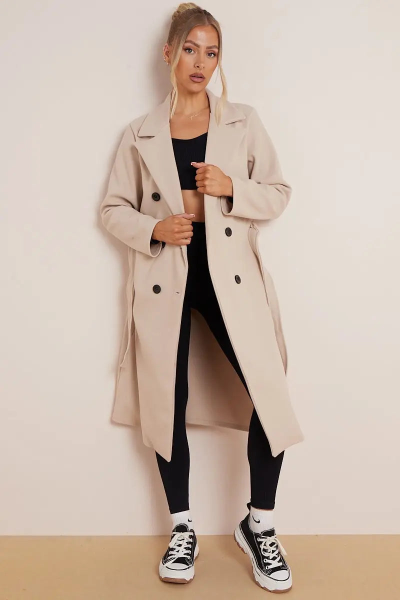 Manteau en laine pour femmes avec ceinture 100% laine élégant style hiver