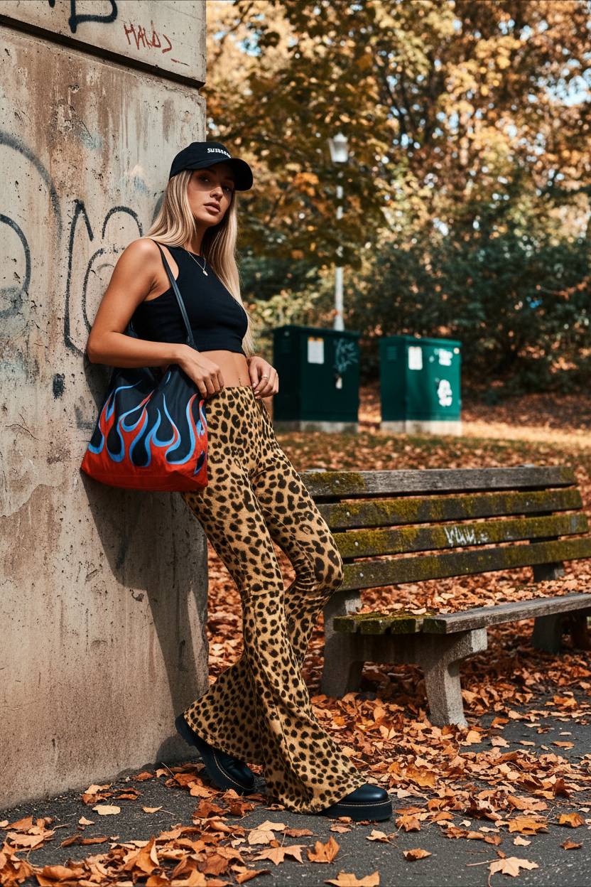 Damenhose Hoch Tailliert Leopardenmuster 4