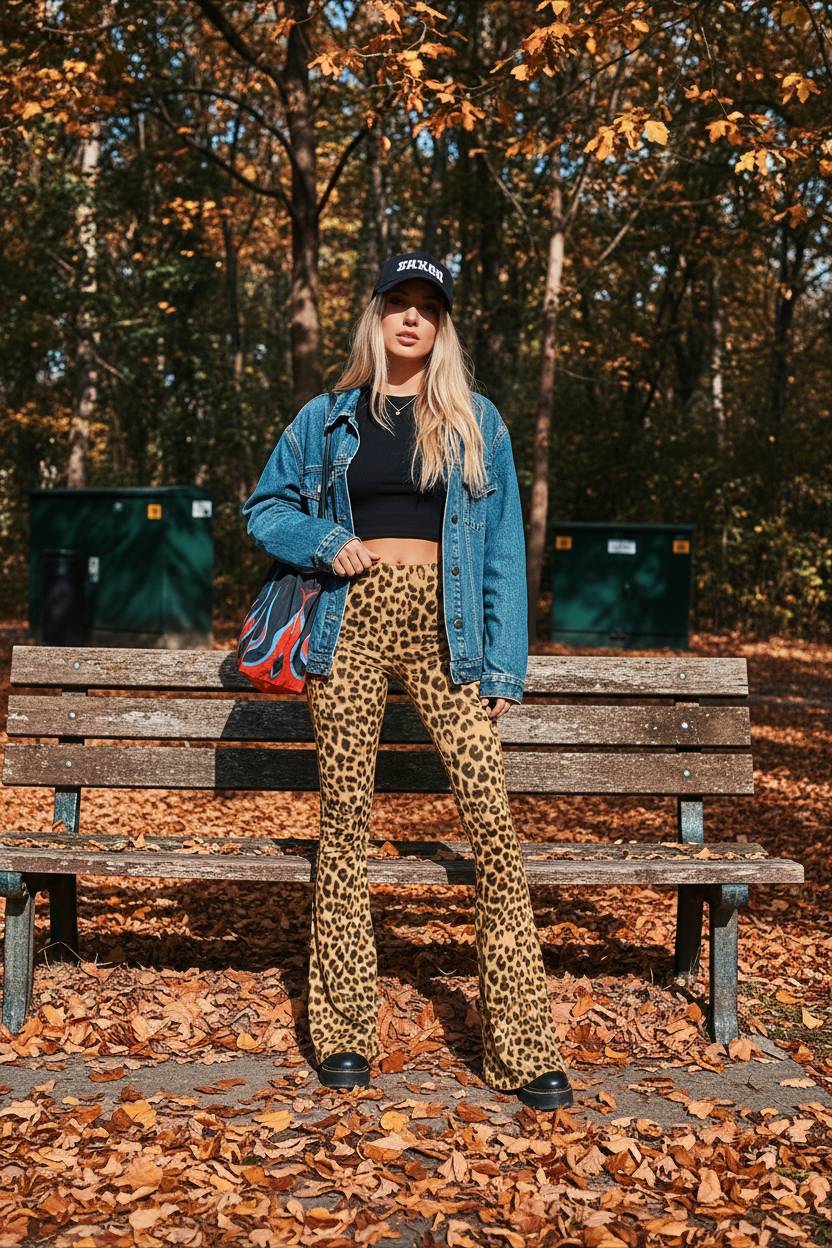 Damenhose Hoch Tailliert Leopardenmuster 6