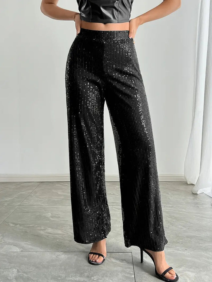 Damenhose Weites Bein Pailletten 3
