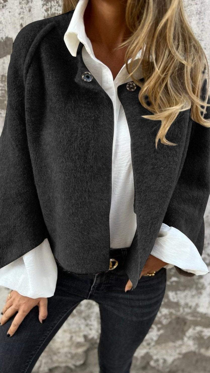 Veste pour femmes en coton élégante, veste de transition avec col rond