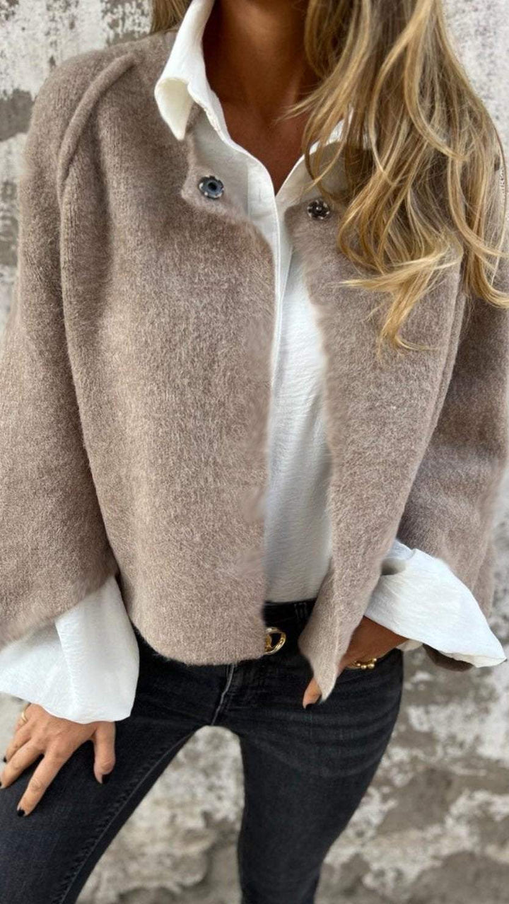 Veste pour femmes en coton élégante, veste de transition avec col rond