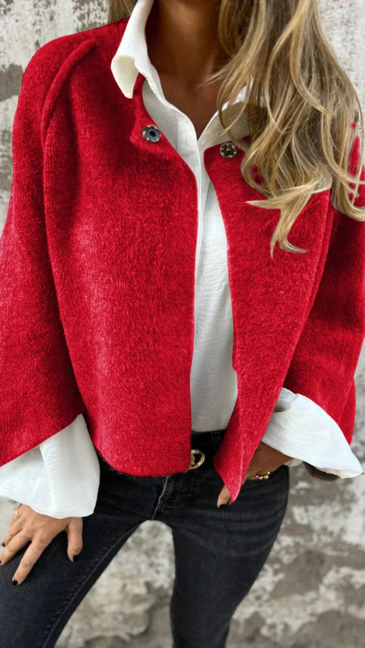 Veste pour femmes en coton élégante, veste de transition avec col rond
