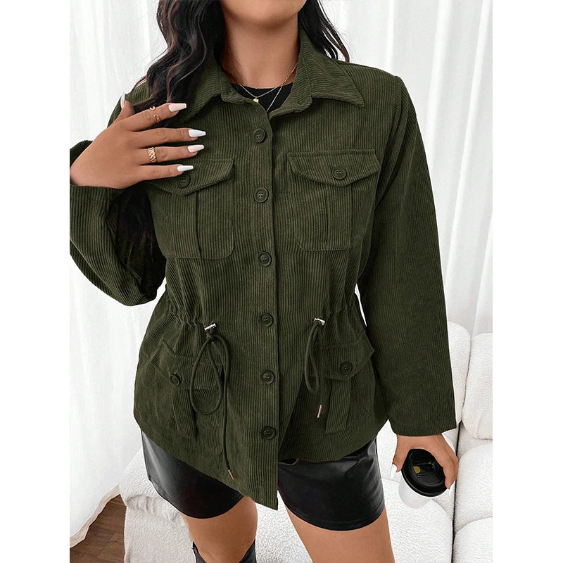 Women's corduroy jacket with pockets in casual style