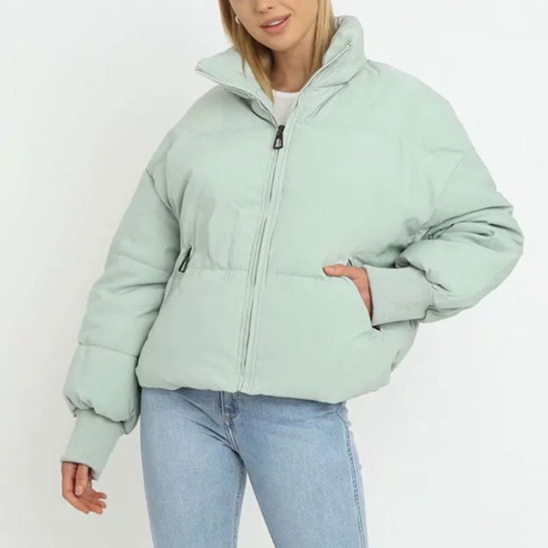 Women's Jacket Cropped Puffer Jacket Polyester Stand-up Collar