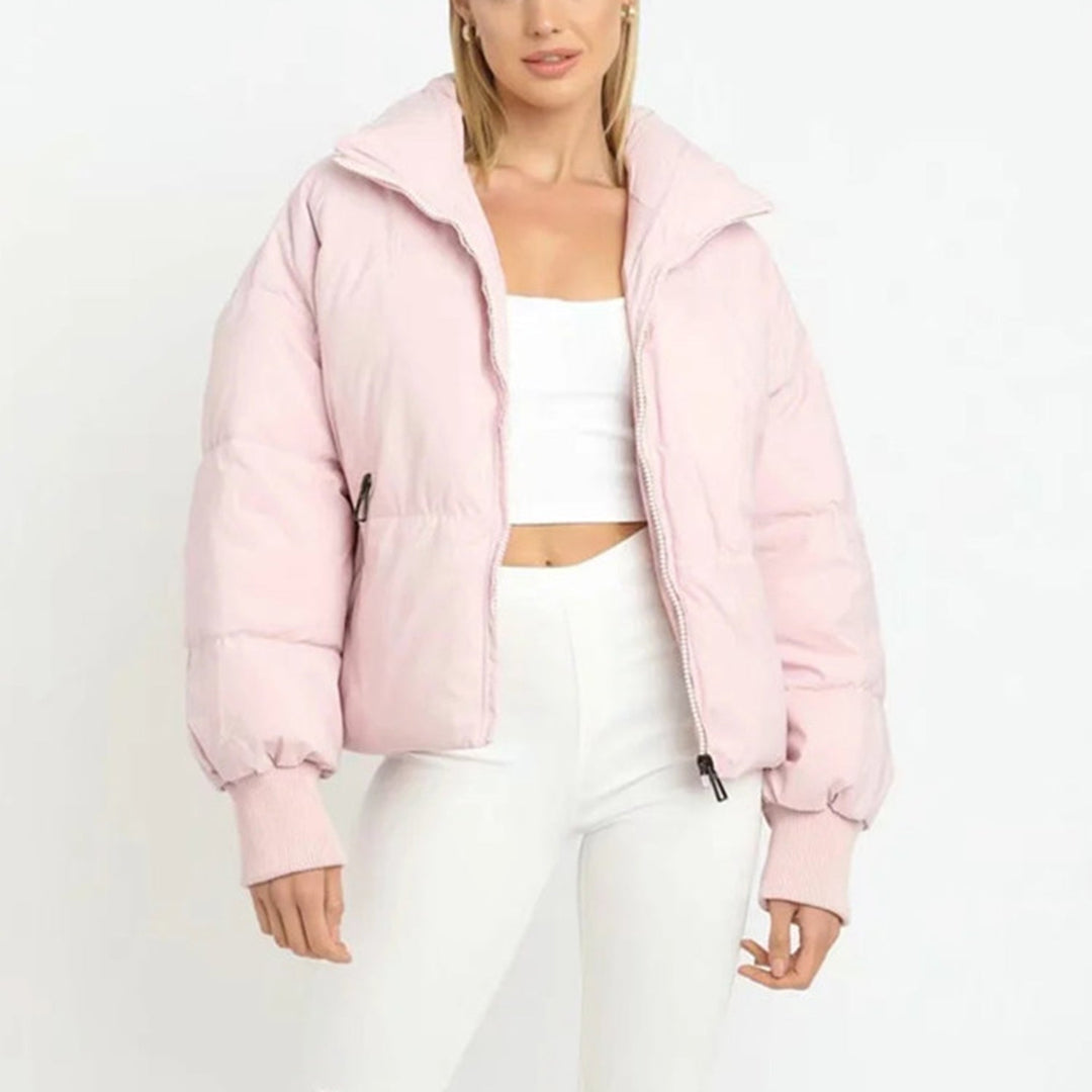 Women's Jacket Cropped Puffer Jacket Polyester Stand-up Collar
