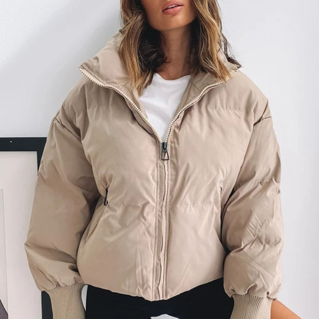 Women's Jacket Cropped Puffer Jacket Polyester Stand-up Collar