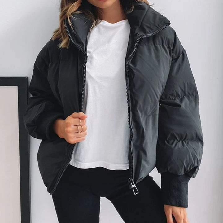 Women's Jacket Cropped Puffer Jacket Polyester Stand-up Collar