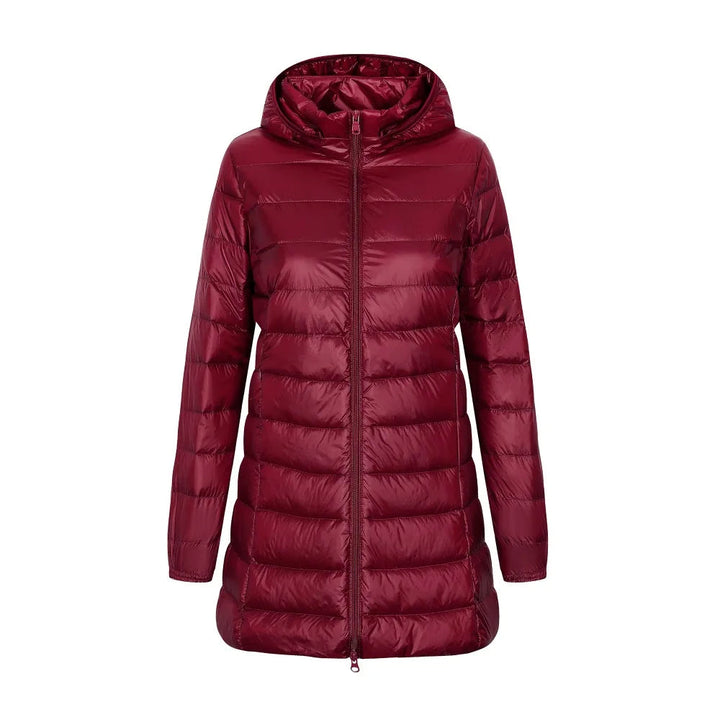 Veste pour femmes en duvet avec capuche, coupe longue