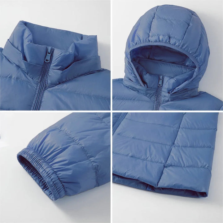 Veste pour femmes en duvet avec capuche, coupe longue