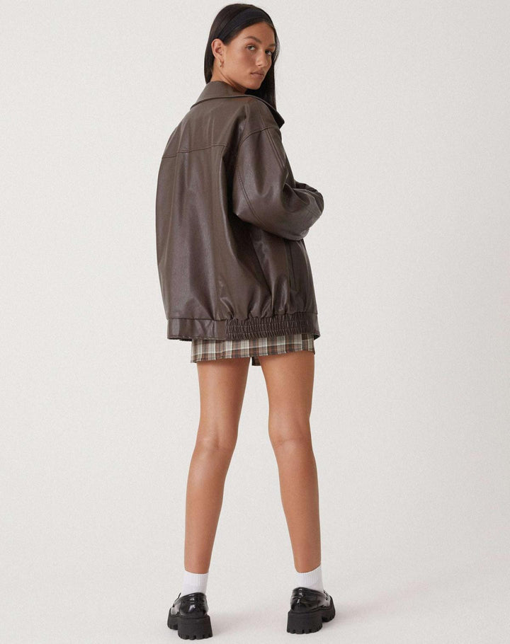 Women's jacket oversized faux leather fashionable