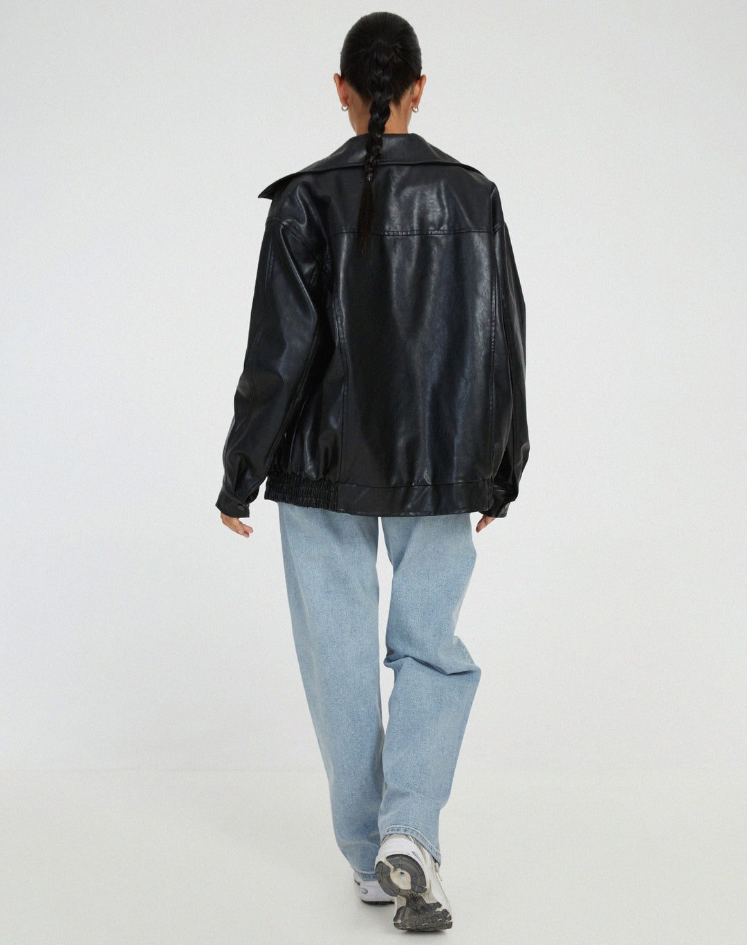 Women's jacket oversized faux leather fashionable