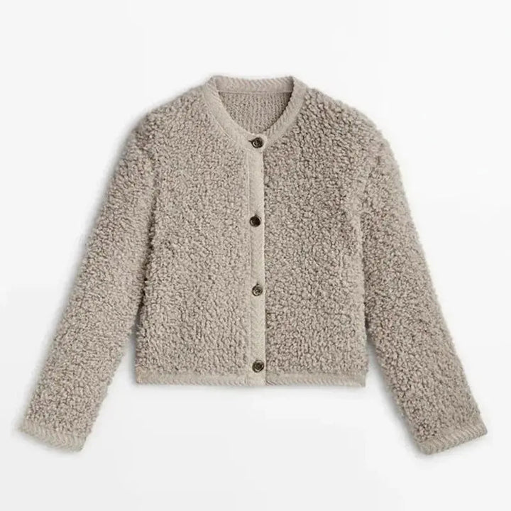 Women's jacket teddy material casual with zipper and side pockets