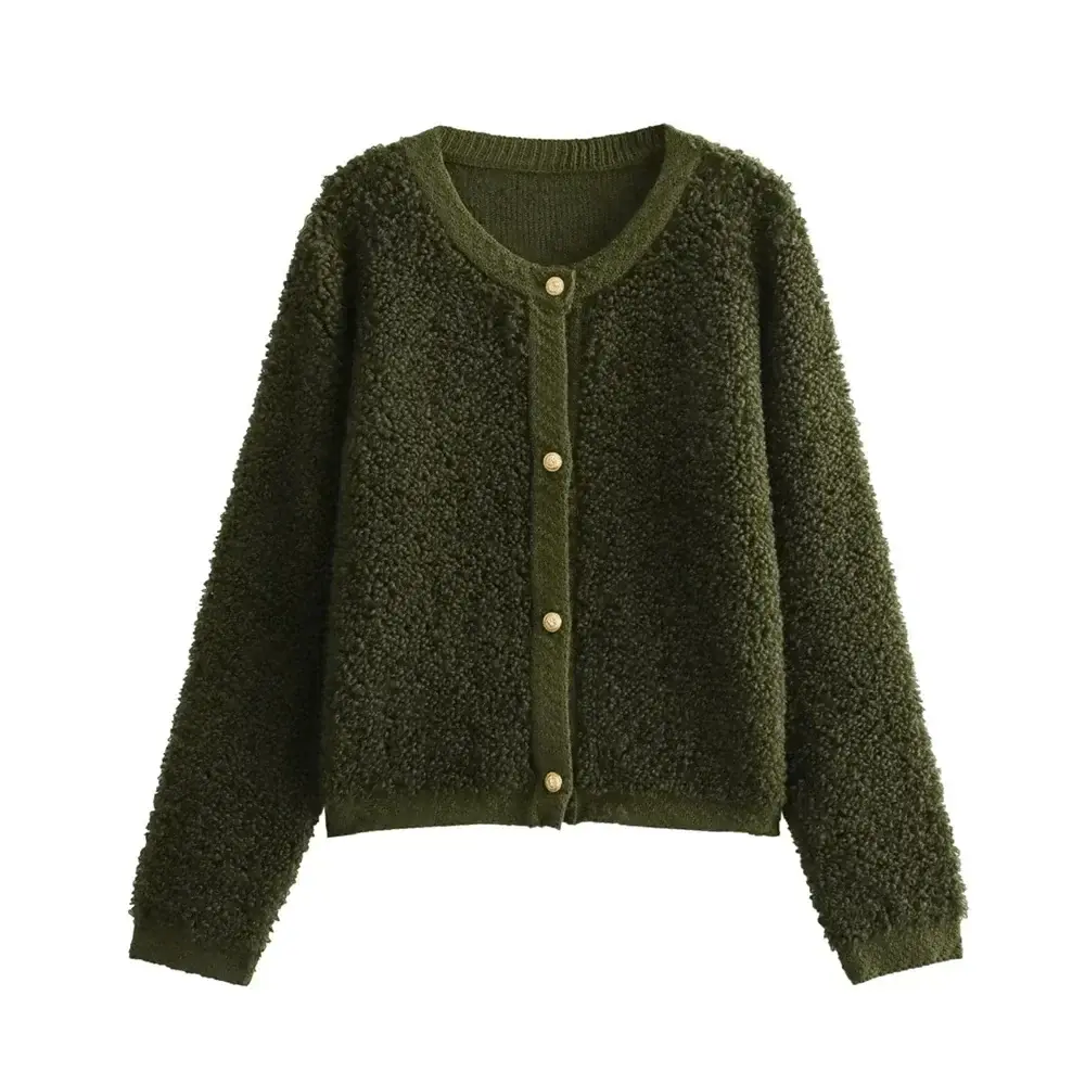 Women's jacket teddy material casual with zipper and side pockets