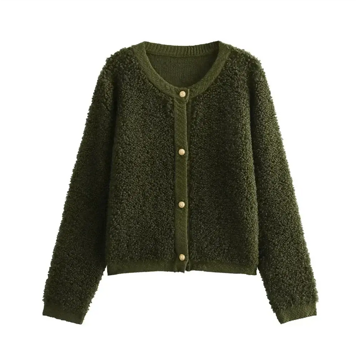Women's jacket teddy material casual with zipper and side pockets