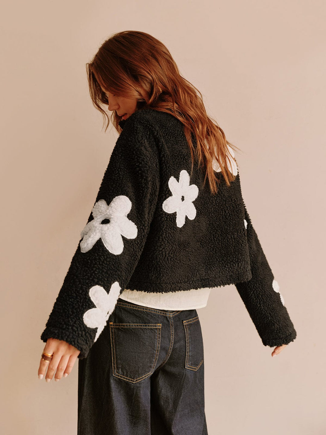 Veste pour femmes Teddy avec motif floral style court
