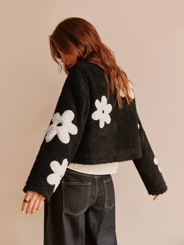 Veste pour femmes Teddy avec motif floral style court
