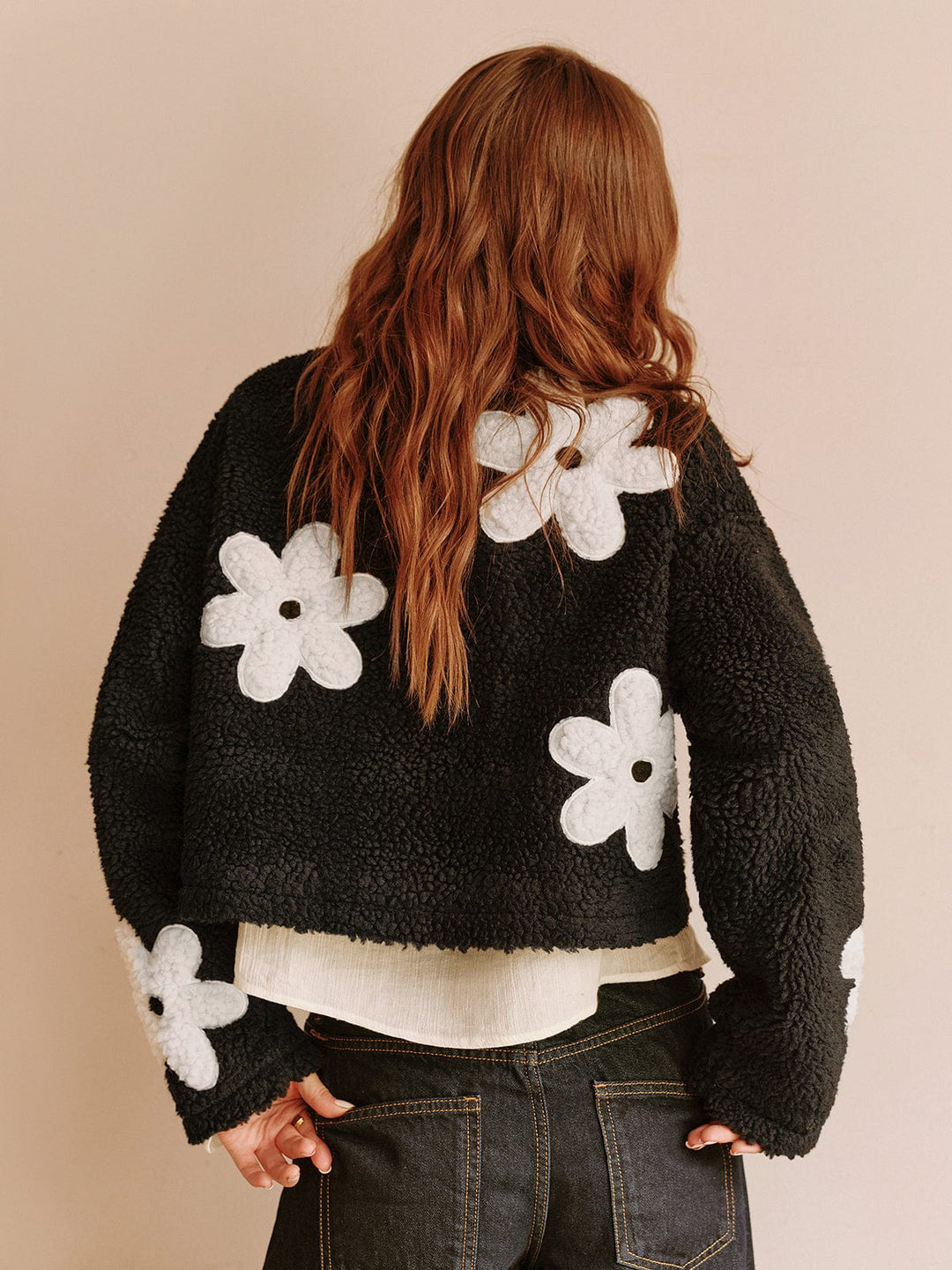 Veste pour femmes Teddy avec motif floral style court