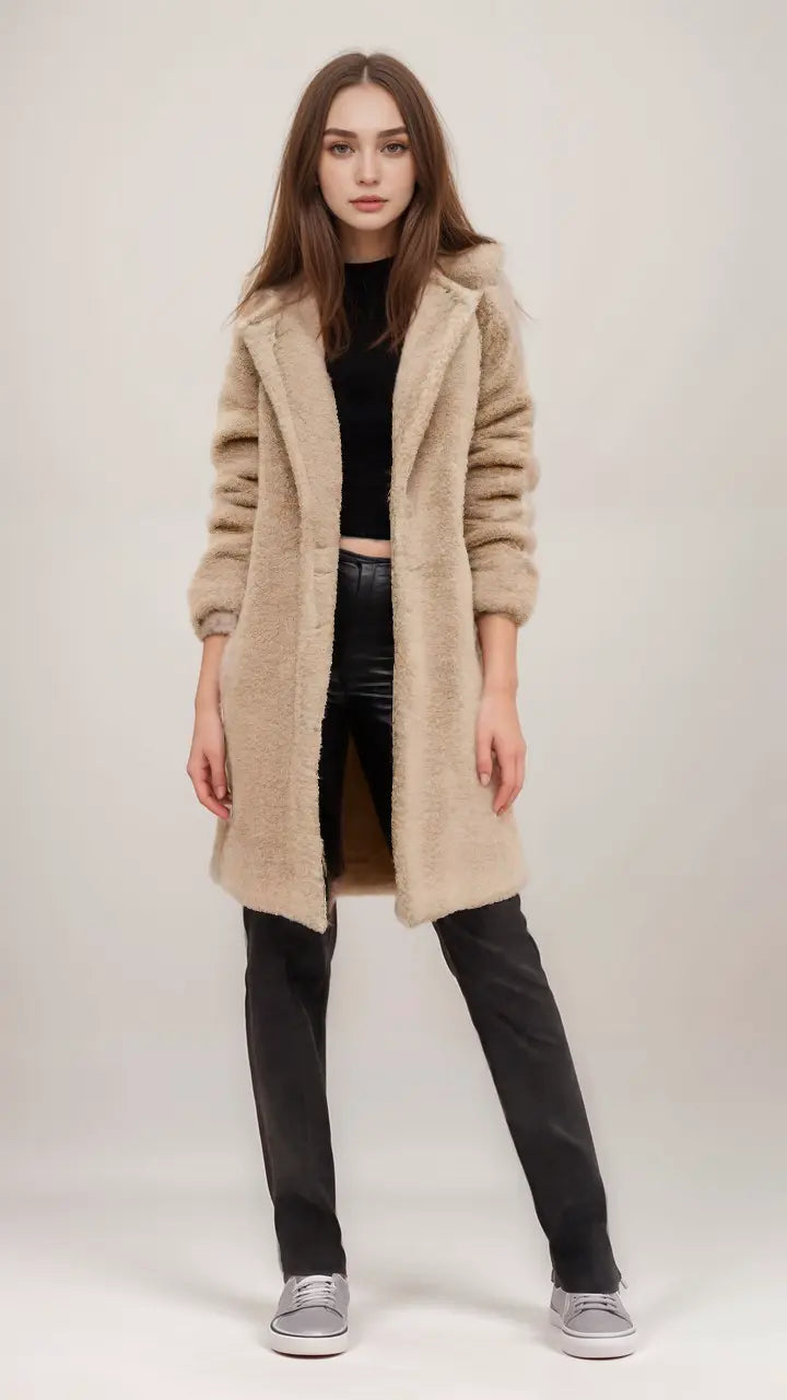 Veste pour femmes Veste en peluche en matériau doux au style tendance