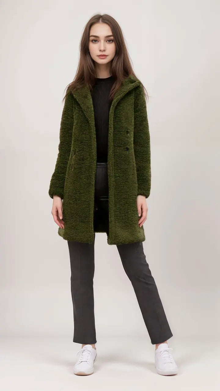 Veste pour femmes Veste en peluche en matériau doux au style tendance