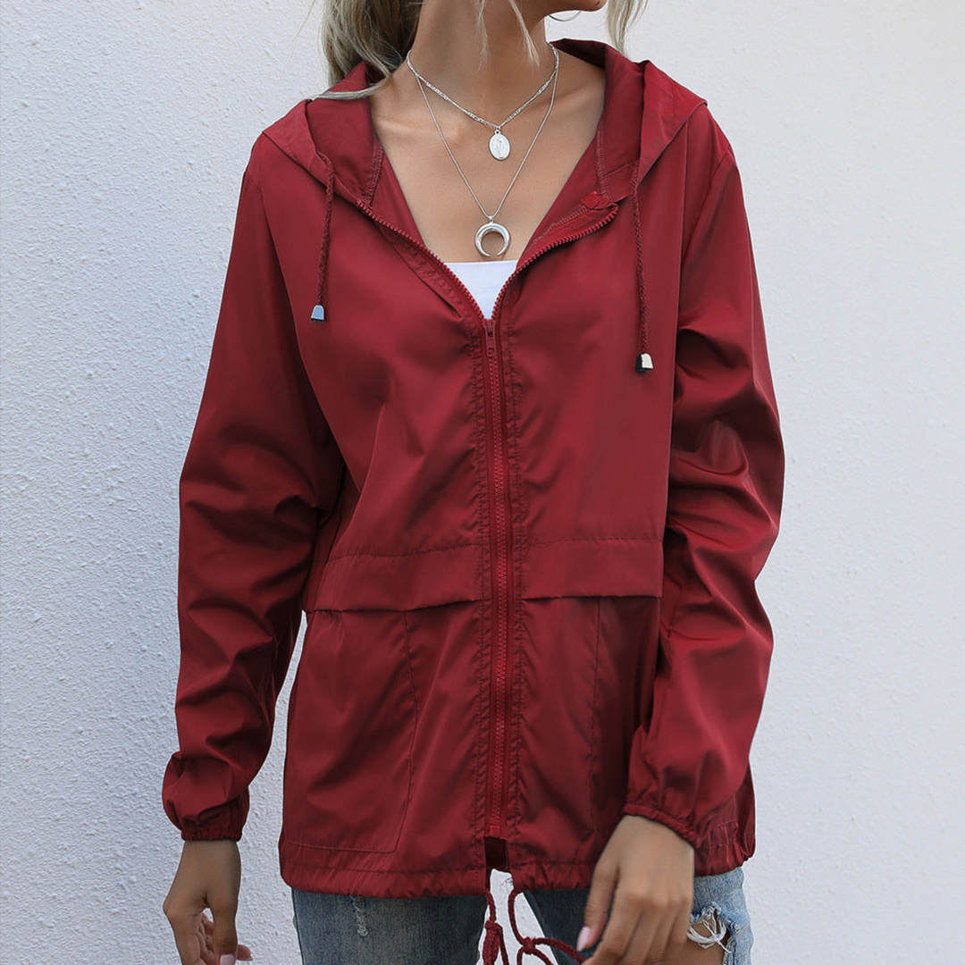 Women's jacket waterproof with zipper and hood stylish and practical