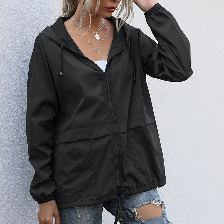 Women's jacket waterproof with zipper and hood stylish and practical