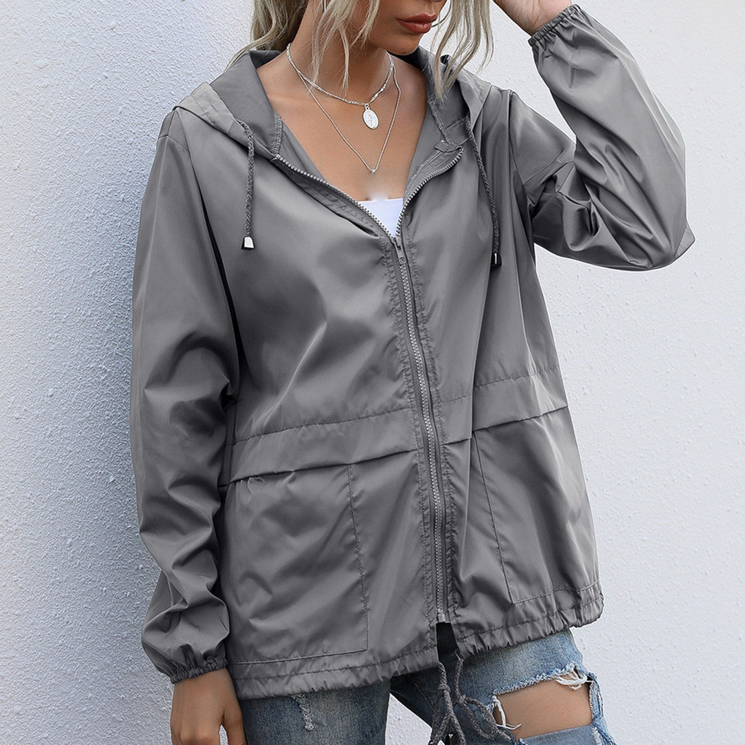 Women's jacket waterproof with zipper and hood stylish and practical