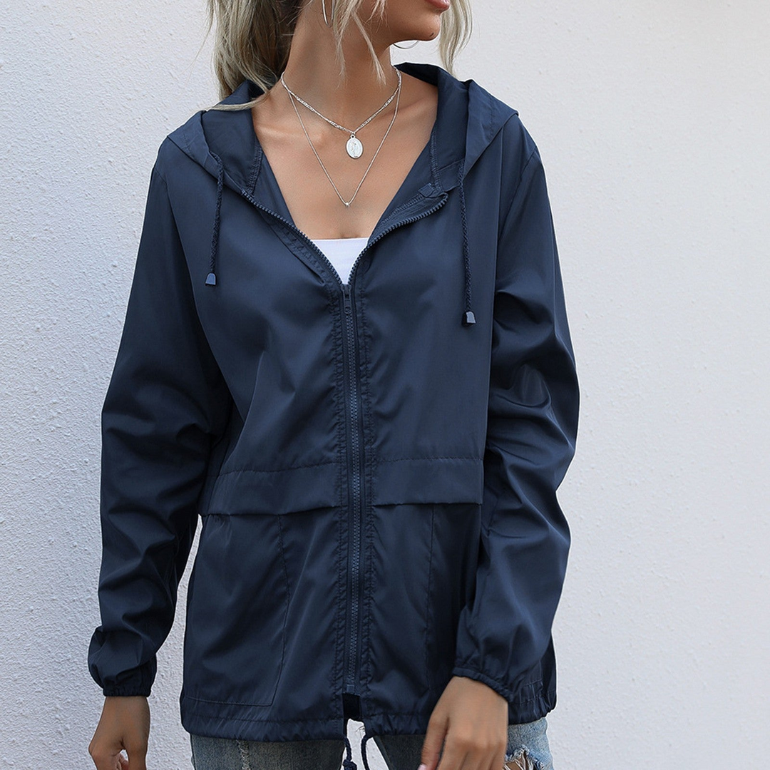 Women's jacket waterproof with zipper and hood stylish and practical